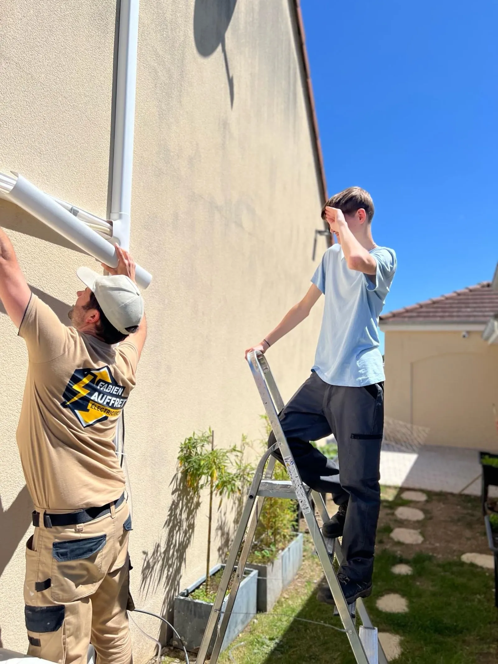 Fabien Auffret et son équipe sur un chantier
